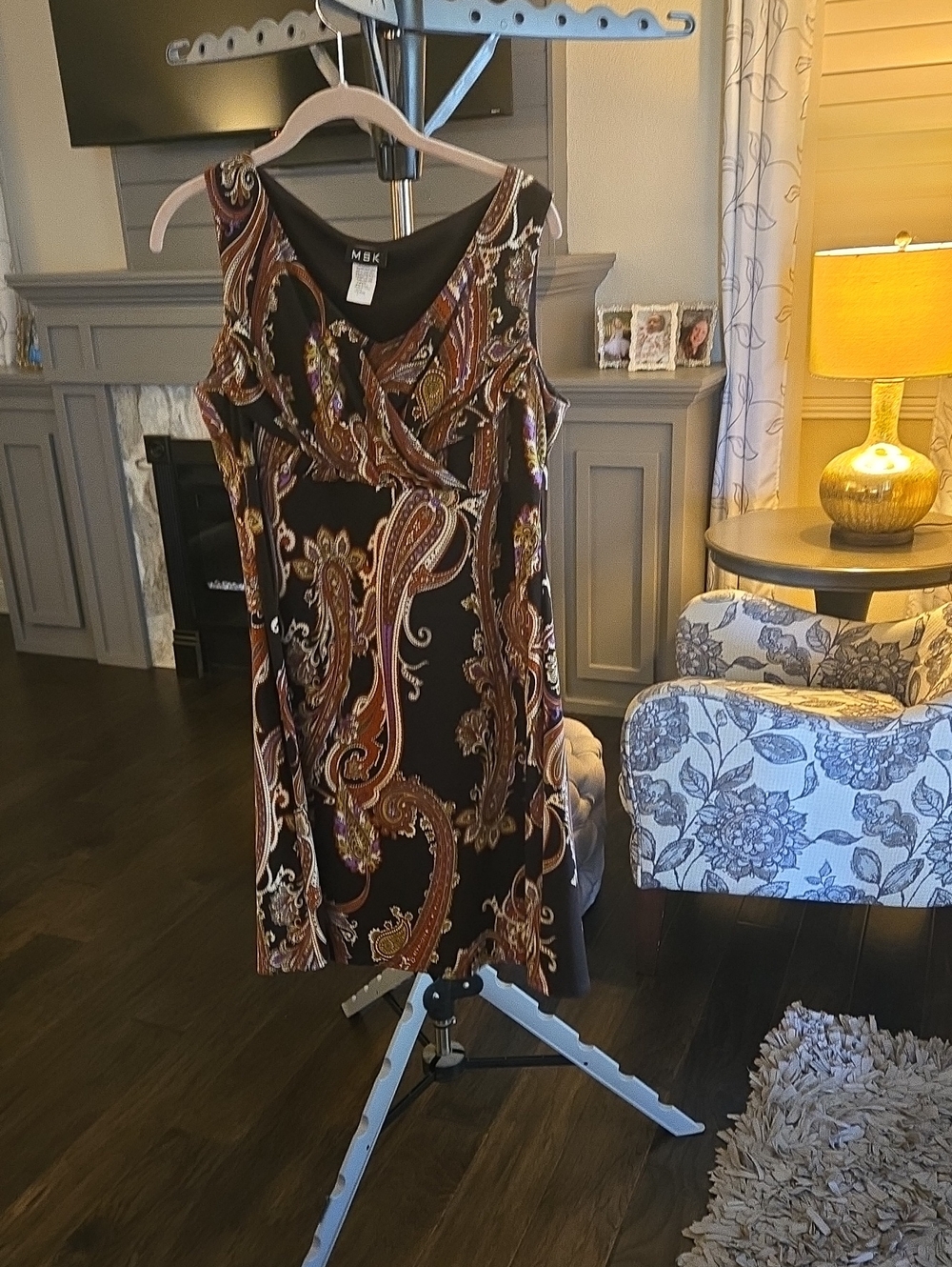 MSK Brown Paisley Midi Dress with Brown and Purple Accentsown